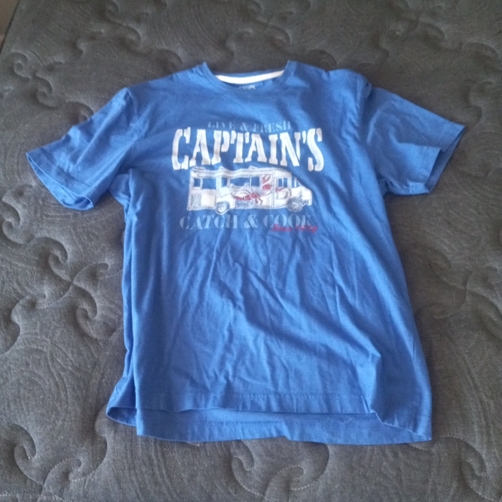 Chaps T-Shirt Men's Large L Short Sleeve Crew Neck Graphic Blue